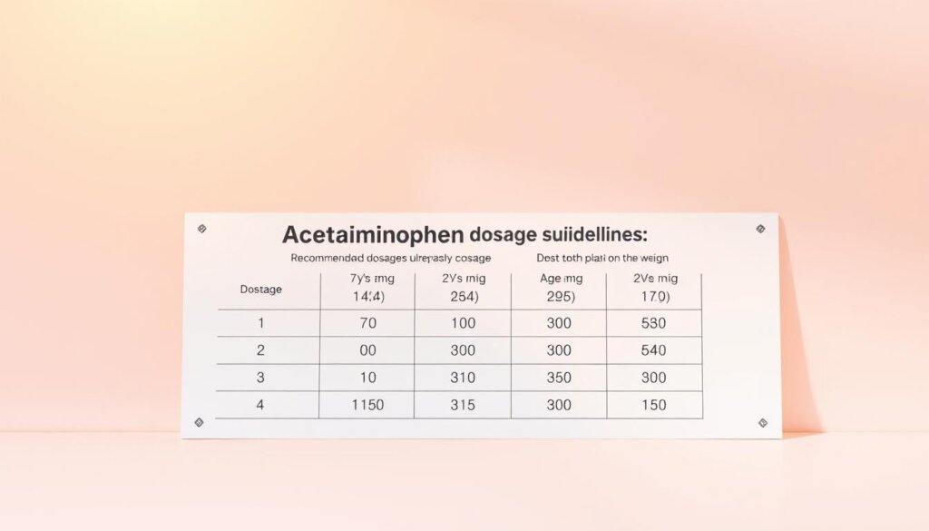 A clear, concise infographic depicting Acetaminophen dosage guidelines for tooth pain relief. A clean, uncluttered layout with an informative table showcasing recommended dosages based on age and weight. The table is presented against a soft, pastel-colored background, creating a soothing, medically-informed atmosphere. Crisp, high-quality icons and illustrations accompany the data, enhancing the visual appeal and clarity. Warm, diffused lighting emanates from the top-left, casting gentle shadows and highlights to add depth and dimension. The overall composition conveys a sense of professionalism, authority, and easy-to-understand guidance for the user.