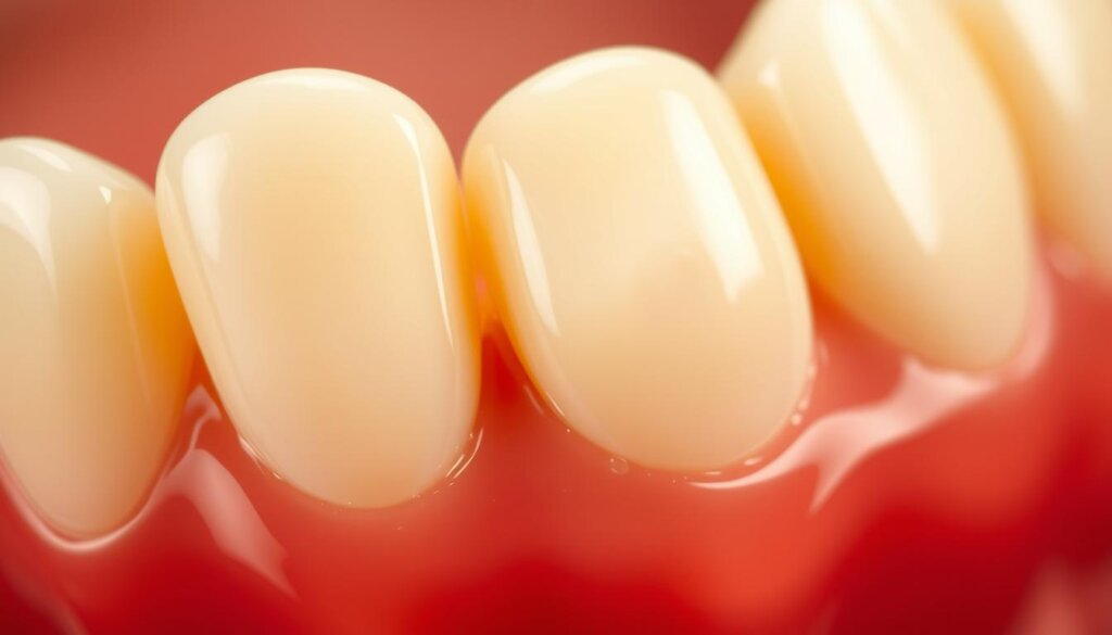 A close-up view of a set of durable, tooth-colored dental fillings, showcasing their natural appearance and seamless integration with the surrounding teeth. The fillings are meticulously crafted, reflecting a warm, inviting lighting that highlights their smooth, polished surface and subtle, lifelike texture. The scene is captured with a shallow depth of field, creating a softly blurred background that allows the fillings to take center stage, emphasizing their benefits in terms of aesthetics and durability. The overall mood is one of confidence, highlighting the superior quality and functionality of these advanced restorative materials.