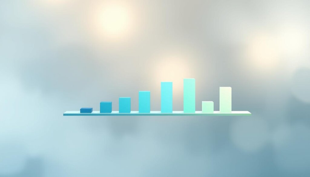 A sleek, minimalist timeline chart floating in a serene, ethereal environment. The chart's bars are rendered in shades of soothing blues and greens, symbolizing the gradual, therapeutic process of healing. The background is hazy and softly lit, evoking a sense of tranquility and introspection. The chart's design is clean and elegant, with clear delineations between recovery stages. The composition is balanced, with the timeline chart occupying the central focus, surrounded by subtle, ambient lighting. The overall mood is one of calm, patient progress, reflecting the nuanced nature of the healing journey.