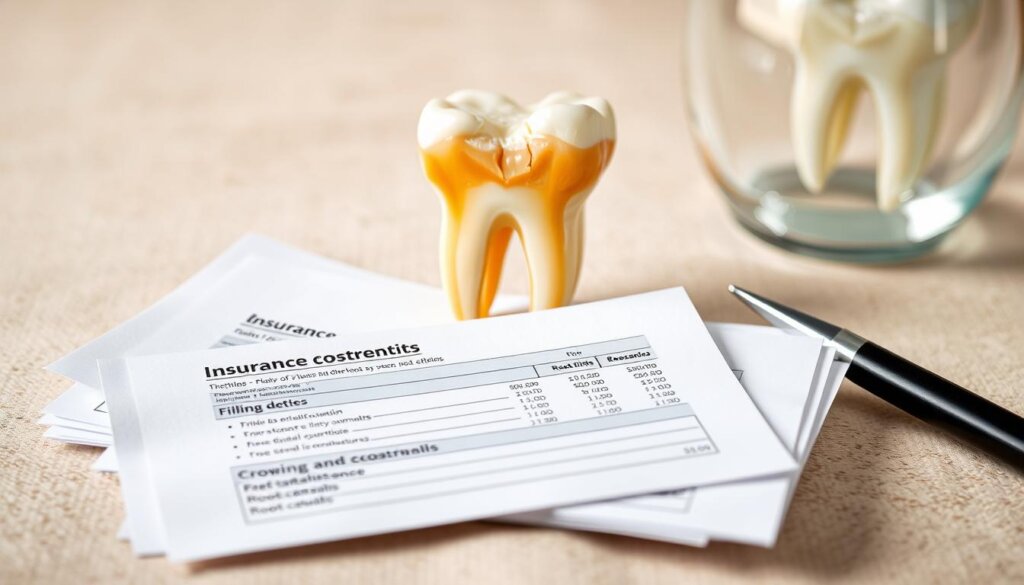 A detailed and informative image showcasing the costs associated with repairing a broken tooth. Centered in the frame, a close-up view of a broken tooth, its jagged edges and fractures clearly visible, set against a neutral background with a soft, muted color palette. In the foreground, a stack of insurance documents, policy details, and pricing information for various dental procedures such as fillings, crowns, and root canals. In the background, a subtle reflection of the broken tooth, hinting at the personal and emotional impact of dental issues. Lighting is soft and natural, creating a sense of professionalism and authority. The overall mood is one of thoughtful consideration, guiding the viewer through the financial implications of repairing a broken tooth.